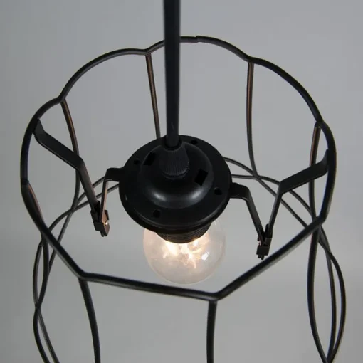 QAZQA Retro hanglamp zwart 25 cm - Granny Frame