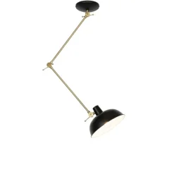 QAZQA Retro plafondlamp zwart met brons - Milou
