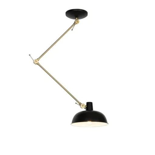 QAZQA Retro plafondlamp zwart met brons - Milou