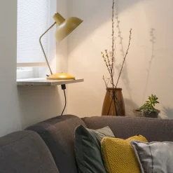 QAZQA Retro tafellamp geel met brons - Milou