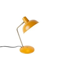QAZQA Retro tafellamp geel met brons - Milou