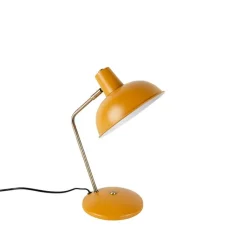 QAZQA Retro tafellamp geel met brons - Milou
