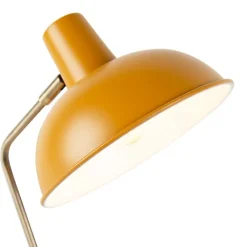 QAZQA Retro tafellamp geel met brons - Milou