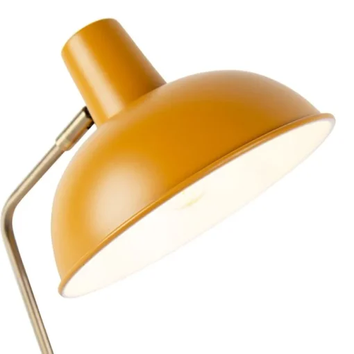 QAZQA Retro tafellamp geel met brons - Milou