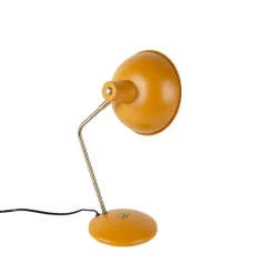 QAZQA Retro tafellamp geel met brons - Milou