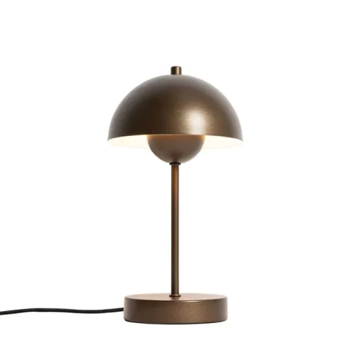 QAZQA Retro tafellamp mushroom donkerbrons - Magnax Mini