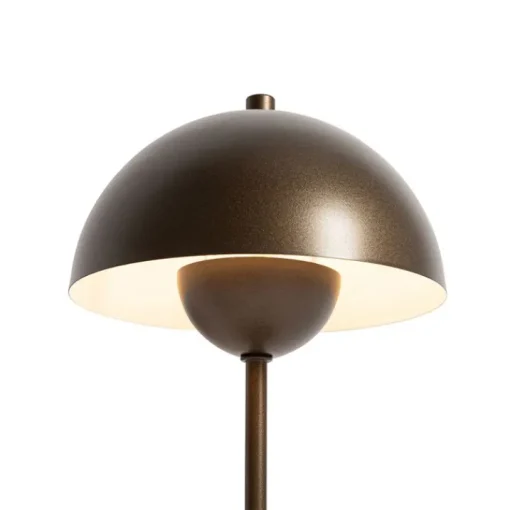 QAZQA Retro tafellamp mushroom donkerbrons - Magnax Mini