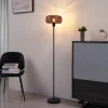 QAZQA Retro vloerlamp zwart met brons glas - Bizle
