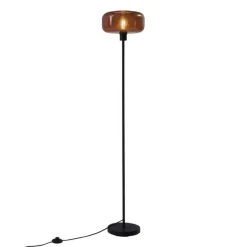 QAZQA Retro vloerlamp zwart met brons glas - Bizle
