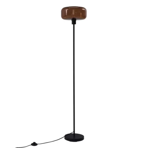 QAZQA Retro vloerlamp zwart met brons glas - Bizle