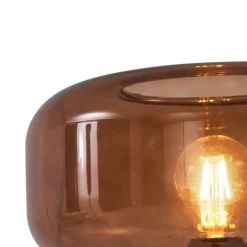 QAZQA Retro vloerlamp zwart met brons glas - Bizle