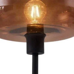 QAZQA Retro vloerlamp zwart met brons glas - Bizle