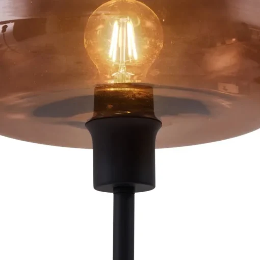 QAZQA Retro vloerlamp zwart met brons glas - Bizle