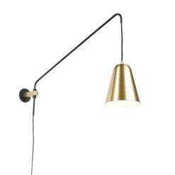 QAZQA Retro wandlamp goud/messing met kap - Demi