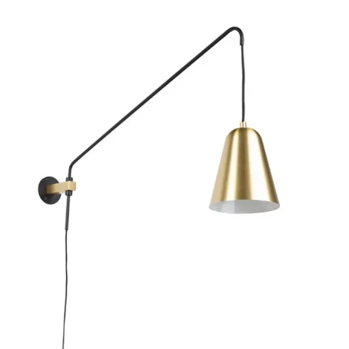 QAZQA Retro wandlamp goud/messing met kap - Demi