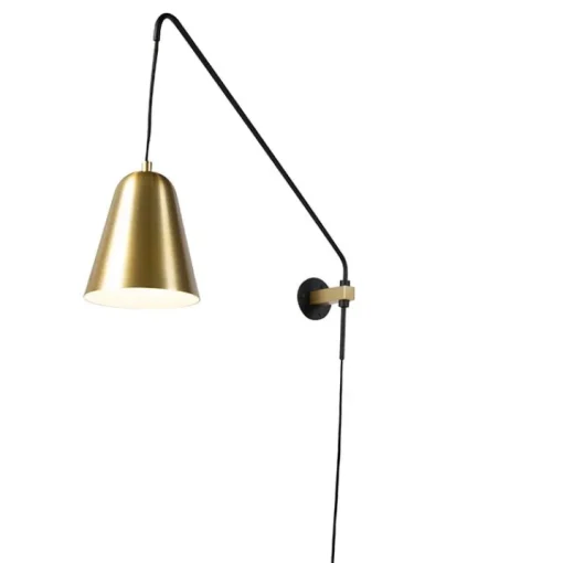 QAZQA Retro wandlamp goud/messing met kap - Demi