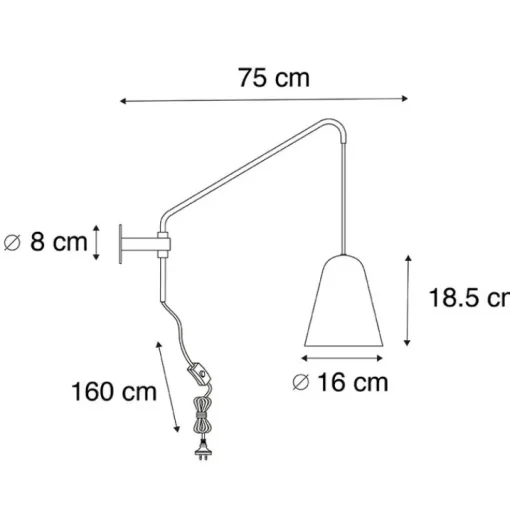 QAZQA Retro wandlamp goud/messing met kap - Demi