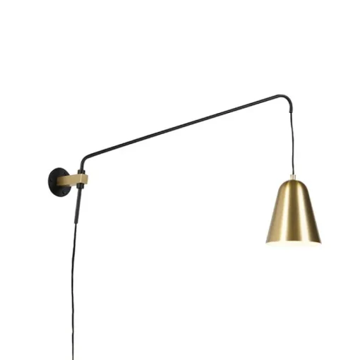 QAZQA Retro wandlamp goud/messing met kap - Demi