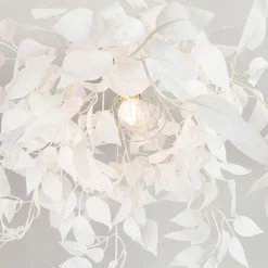 Trio Leuchten Romantische plafondlamp wit met blaadjes - Feder