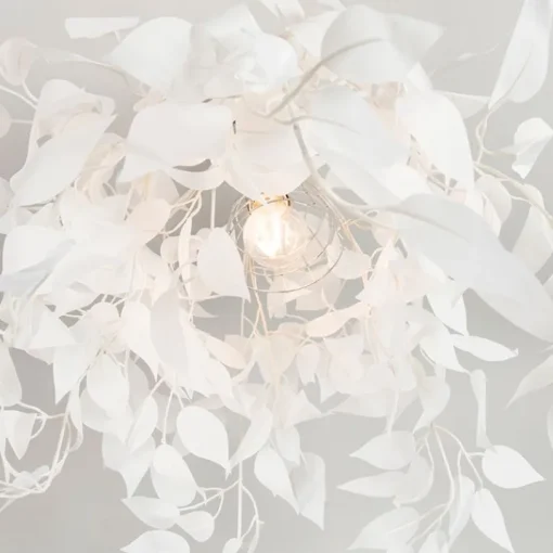 Trio Leuchten Romantische plafondlamp wit met blaadjes - Feder