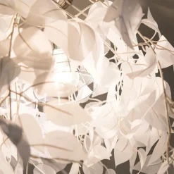 Trio Leuchten Romantische plafondlamp wit met blaadjes - Feder