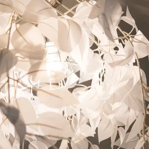 Trio Leuchten Romantische plafondlamp wit met blaadjes - Feder