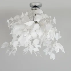 Trio Leuchten Romantische plafondlamp wit met blaadjes - Feder