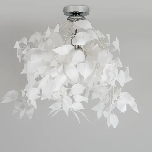 Trio Leuchten Romantische plafondlamp wit met blaadjes - Feder