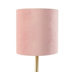 QAZQA Romantische tafellamp messing met roze kap 25 cm - Simplo