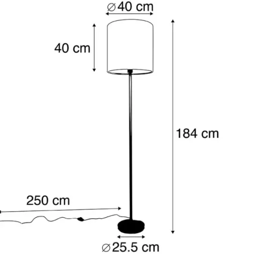 QAZQA Romantische vloerlamp messing met roze kap 40 cm - Simplo