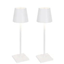 QAZQA Set van 2 buiten tafellamp wit incl. LED en dimmer oplaadbaar - Janet