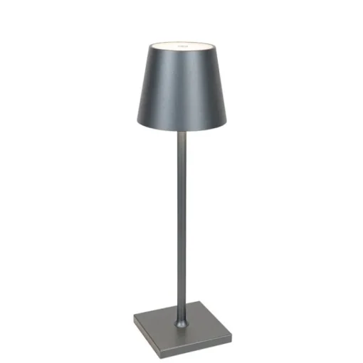 QAZQA Set van 2 buiten tafellampen grijs incl. LED en dimmer oplaadbaar - Janet