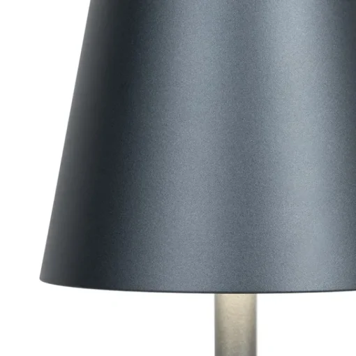 QAZQA Set van 2 buiten tafellampen grijs incl. LED en dimmer oplaadbaar - Janet