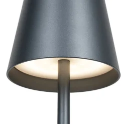 QAZQA Set van 2 buiten tafellampen grijs incl. LED en dimmer oplaadbaar - Janet