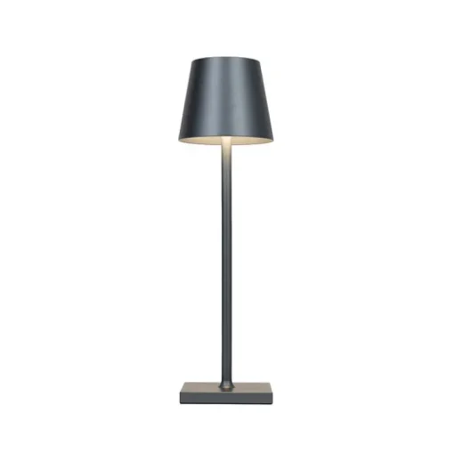 QAZQA Set van 2 buiten tafellampen grijs incl. LED en dimmer oplaadbaar - Janet