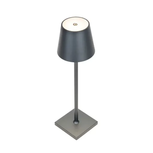 QAZQA Set van 2 buiten tafellampen grijs incl. LED en dimmer oplaadbaar - Janet