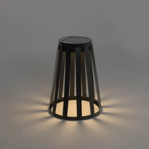 QAZQA Set van 2 buiten tafellampen zwart incl. LED 3-staps dimbaar solar en oplaadbaar - Penny