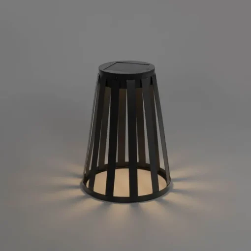 QAZQA Set van 2 buiten tafellampen zwart incl. LED 3-staps dimbaar solar en oplaadbaar - Penny