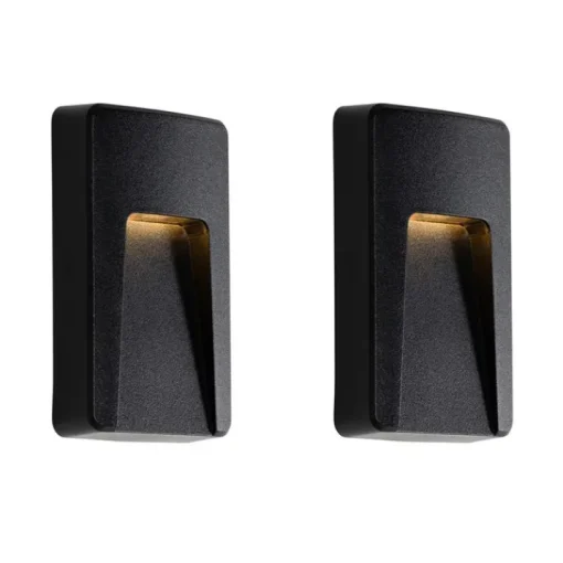 QAZQA Set van 2 buiten wandlampen zwart rechthoekig incl. LED IP65 - Gem