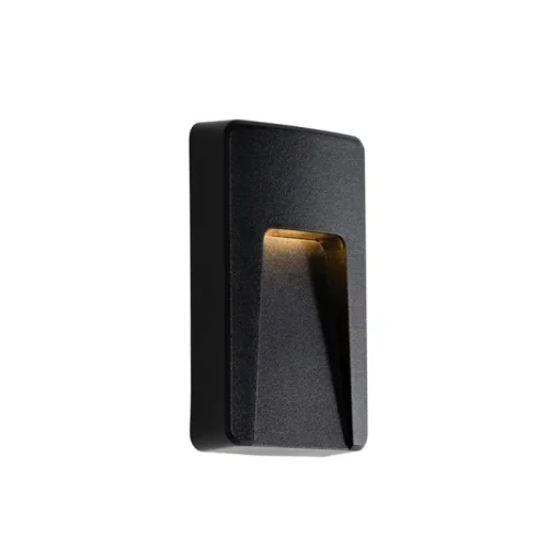 QAZQA Set van 2 buiten wandlampen zwart rechthoekig incl. LED IP65 - Gem