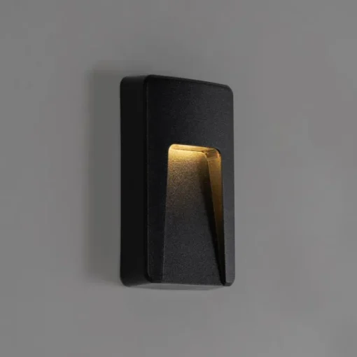 QAZQA Set van 2 buiten wandlampen zwart rechthoekig incl. LED IP65 - Gem