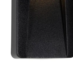 QAZQA Set van 2 buiten wandlampen zwart rechthoekig incl. LED IP65 - Gem
