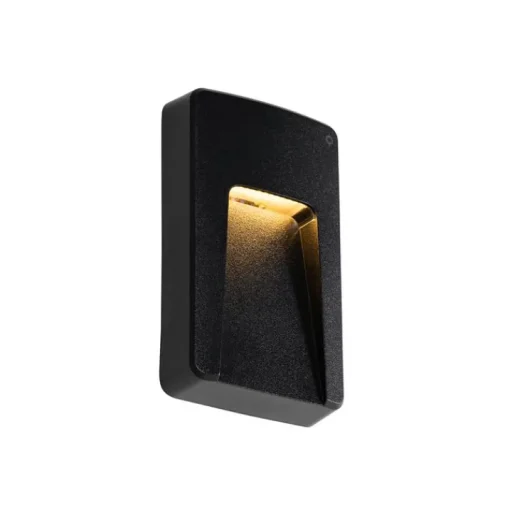 QAZQA Set van 2 buiten wandlampen zwart rechthoekig incl. LED IP65 - Gem