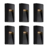 QAZQA Set van 6 buiten wandlampen zwart rechthoekig incl. LED IP65 - Gem