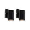 QAZQA Set van 2 buitenwandlamp zwart RVS IP44 - Solo