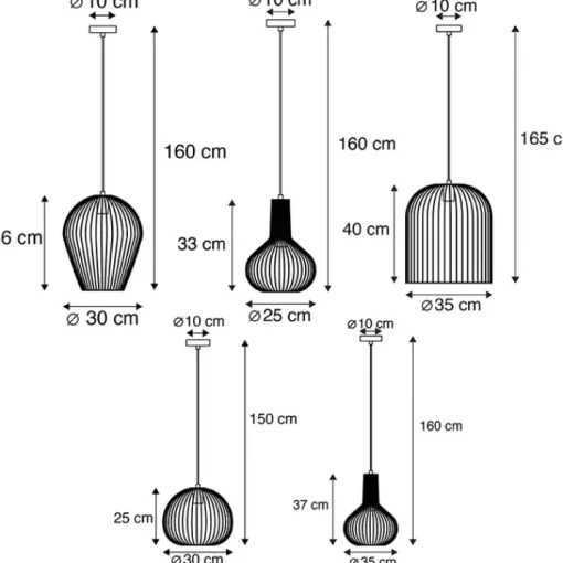 QAZQA Set van 5 design hanglampen goud - Wires