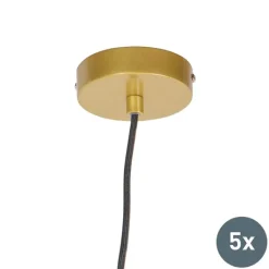 QAZQA Set van 5 design hanglampen goud - Wires