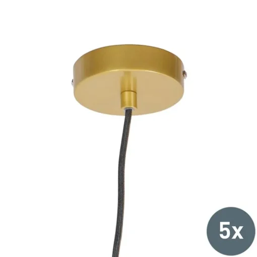 QAZQA Set van 5 design hanglampen goud - Wires