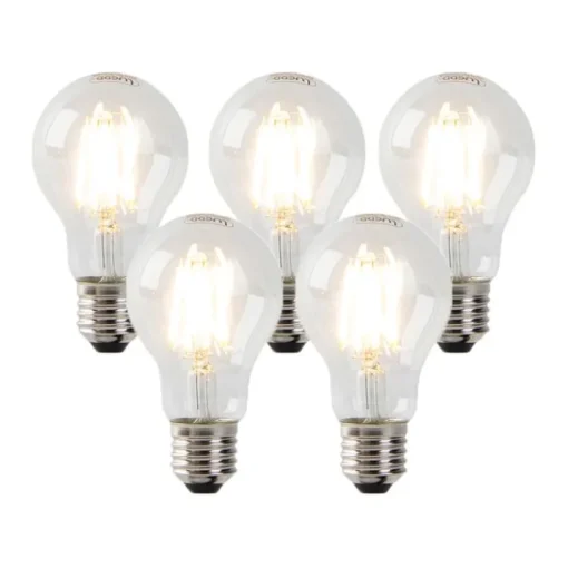LUEDD Set van 5 dimbare E27 LED lampen helder 7W 806 lm 2700K