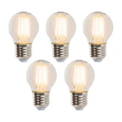 LUEDD Set van 5 E27 dimbare LED kogellampen 5W 470 lm 2700K